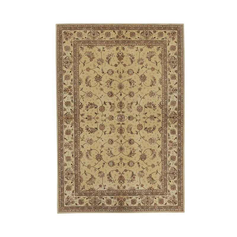 Tapis ivoire / brun / beige noué à la main de haute qualité