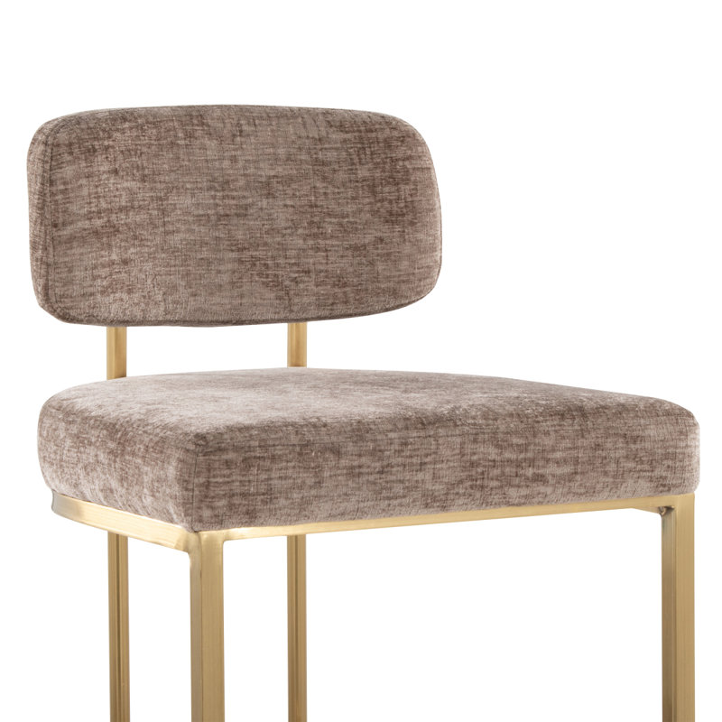 Tabouret de bar à hauteur fixe en métal et tissu - ensemble de 2, Brun, Doré
