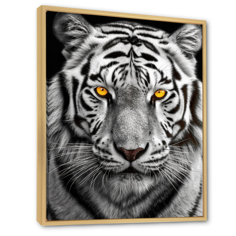 " Fierce White Tiger I ", 20" H x 12" W x 1" D, Natural Floater Framed