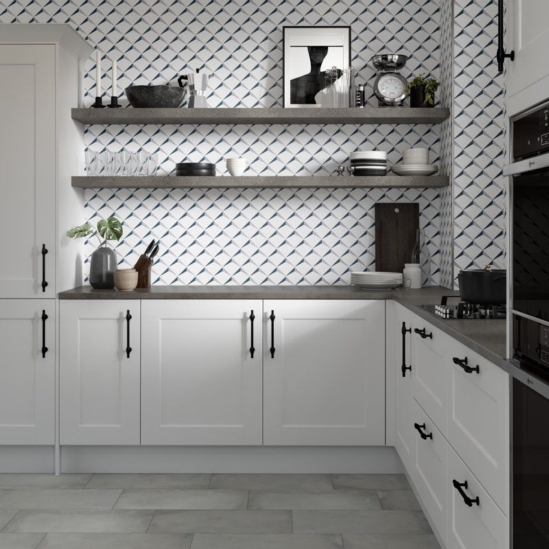 Bizou™ 13 x 13 in. Marble Decorative Accent Tile, White/Black