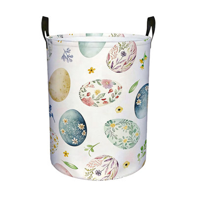 Panier de panier à linge de Pâques avec poignées, bac de rangement pliable pour la décoration des fêtes, jouets, organisation, panier de Pâques, cadeau