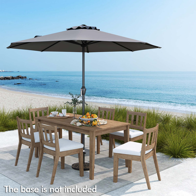 Parasol de table d'extérieur moderne avec 8 nervures robustes à l'épreuve du soleil, Gris