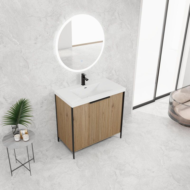 Meuble-lavabo autoportant avec lavabo en résine