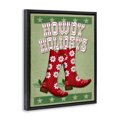 Cadre flottant à bottes de cowboy Howdy Holidays, design par Jilly Jack Designs
