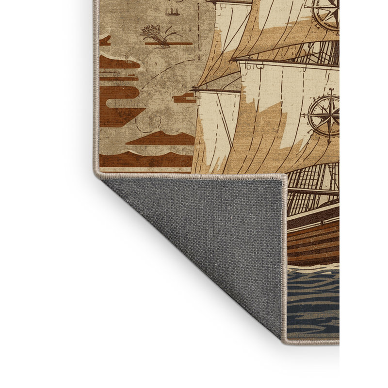 Tapis moelleux moelleux à motif rétro de style rétro pour bateau à voile Eckman, 8 x 12
