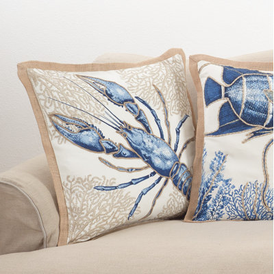 Lobster Cotton Down Filled Throw Pillow