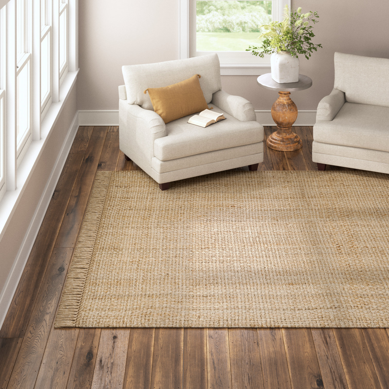 Parkerfield Natural Hand-Woven Jute Rug, Rectangle 6' x 9'