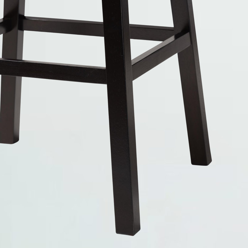 Upholstered Counter Stool with Solid Wood Frame, Brown