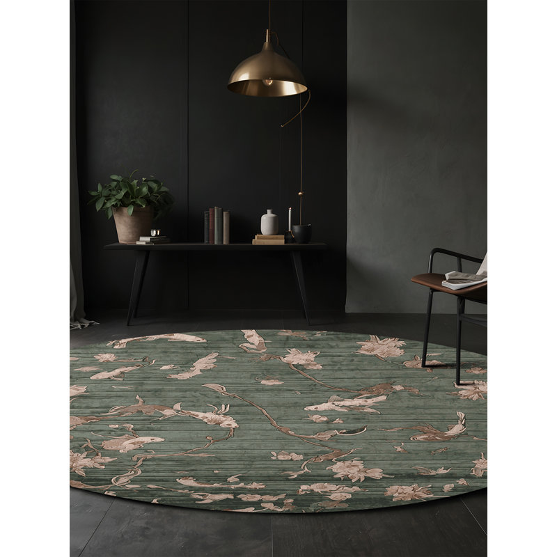Machine Washable Brown Area Rug, Round 6'