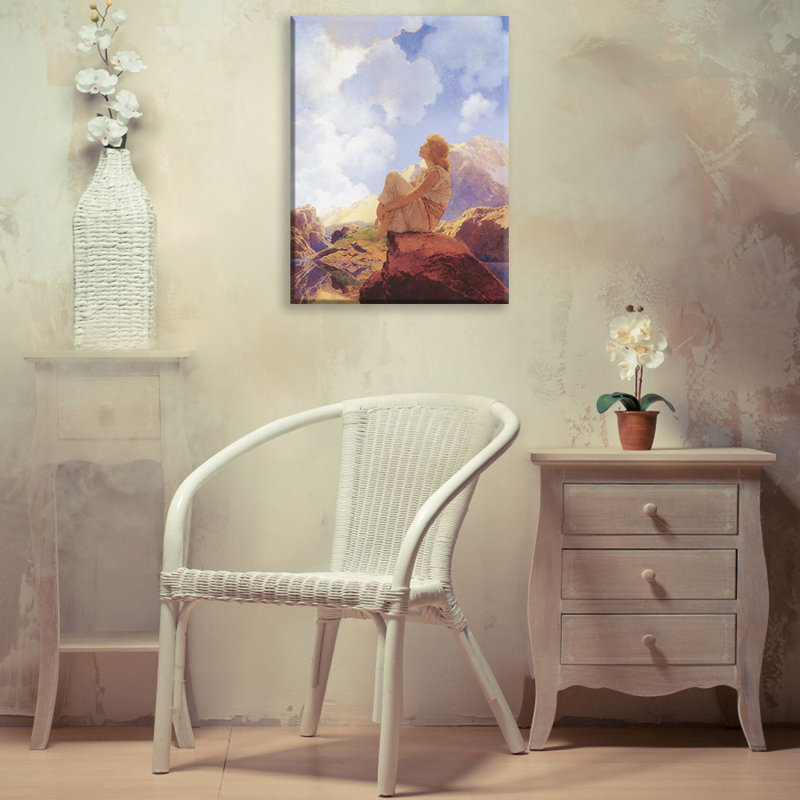 «Morning» par Maxfield Parrish, toile tendue avec châssis, H 24 po x l 17 po