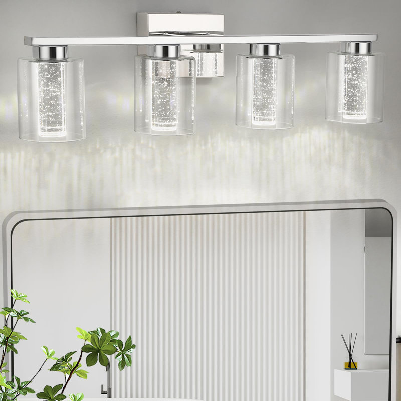 Luminaires de salle de bain 4 lumières, éclairage de salle de bain chromé - 3 lumières à intensité variable