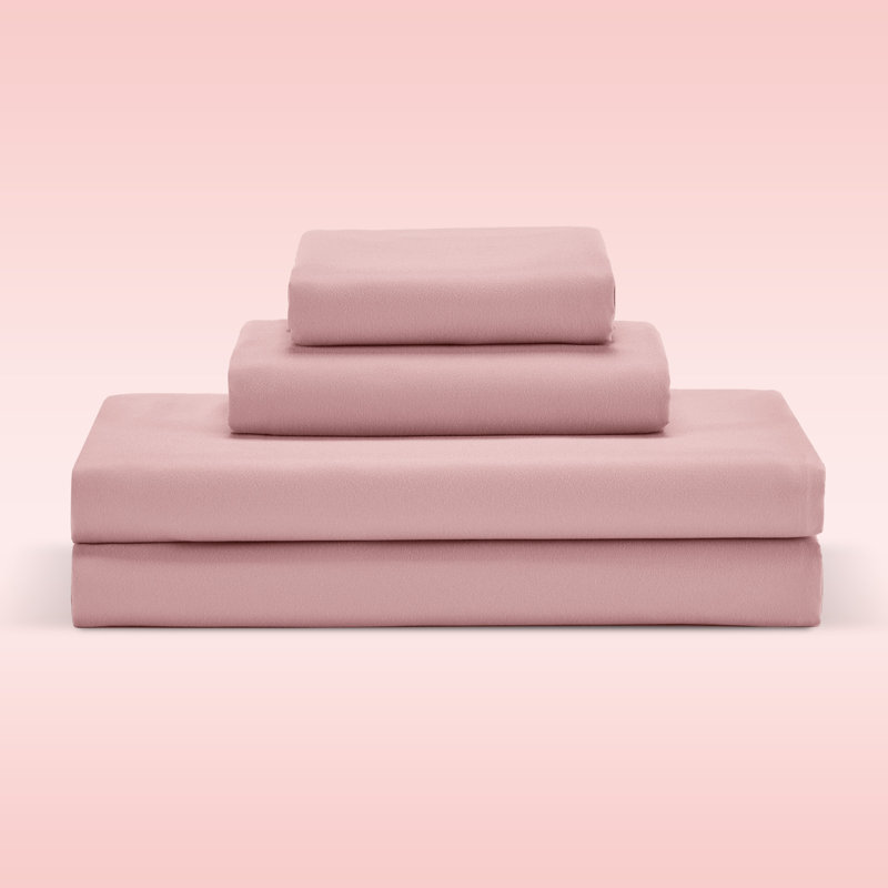 Microfiber Twill Sheet Set, King Sheet Set with Fitted Sheet, Pink