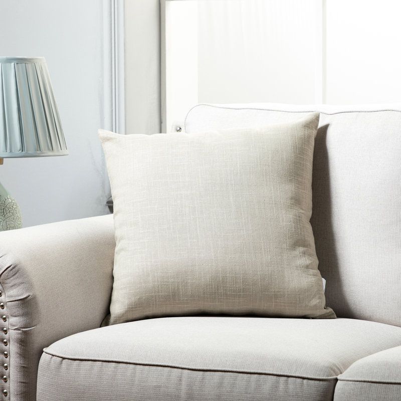 Linen Throw Pillow, Beige, Polyester