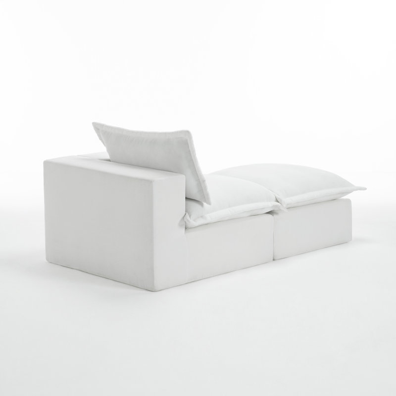 Upholstered Chaise Lounge, Beige, Right Hand Facing