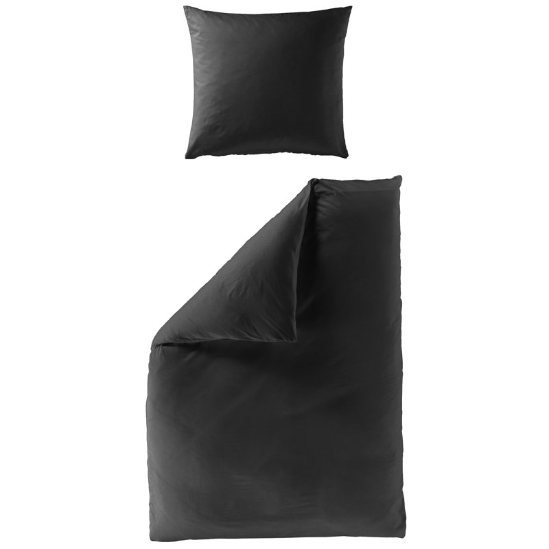 Cepeda Hypoallergenic Satin 206 TC Modern & Contemporary 2 Piece Duvet Cover Set, 220 x 240 cm + 2x 40 x 80 cm, Graphite