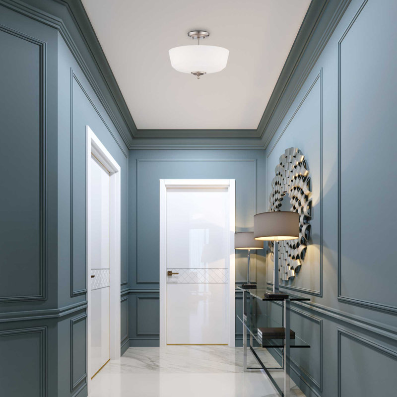 Aghaboy Glass Semi Flush Mount, Brushed Nickel