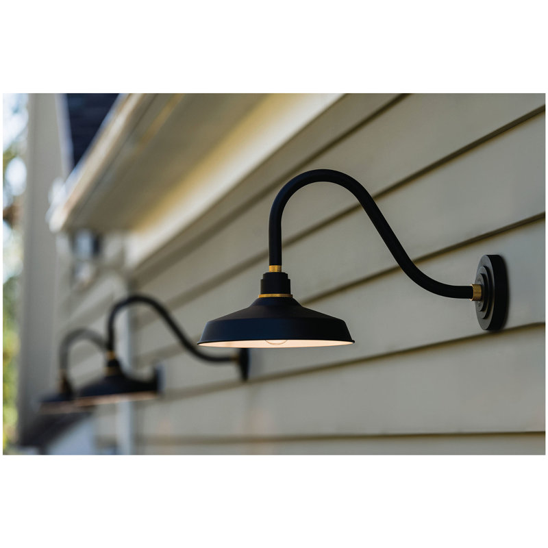 Foundry Wall Mount Outdoor Barn Light, Textured Black, 13.75" H x 12" W x 24" D