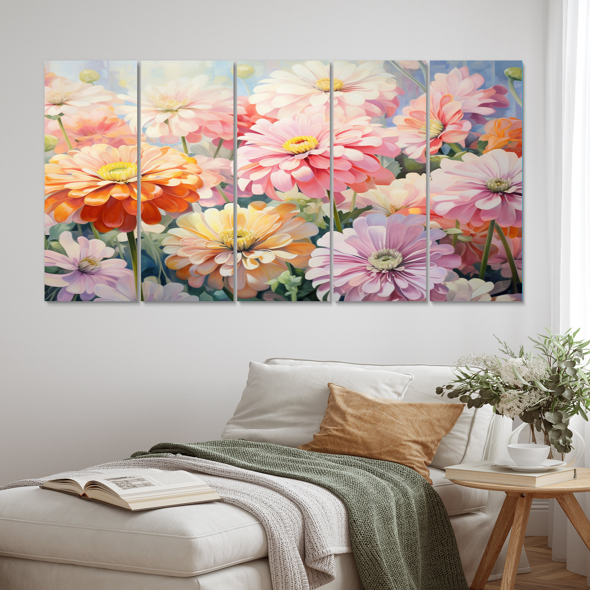 Winston Porter Light Color Zinnias Romantic Impression II Zinnias