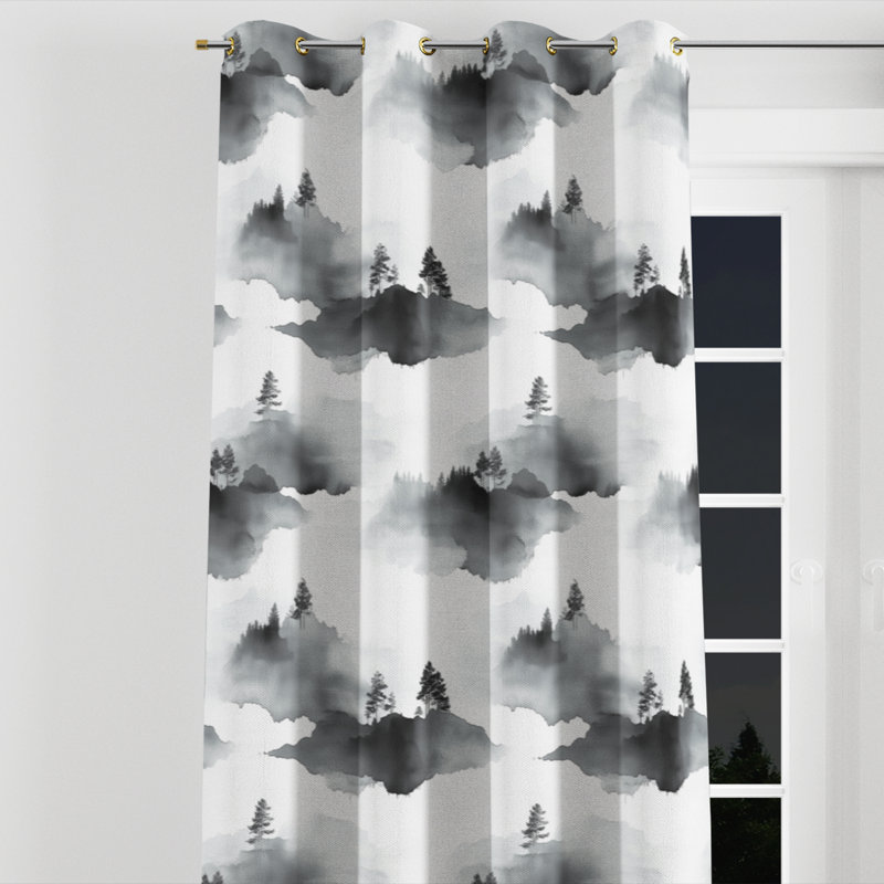 Modern Curtain panels - Black Azima Grommet Curtain - 1 Panel, Gold Grommets, 52" W x 84" L