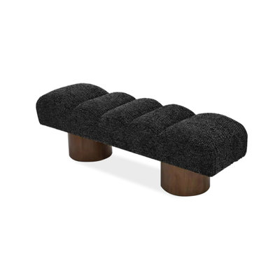 Black Sollid Wood Upholstered Bench