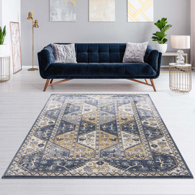 Traditional Tiles Printed Area Rug