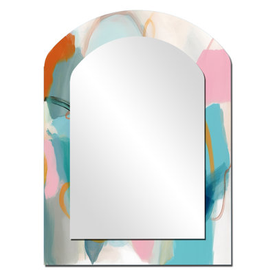 Rose bleu bleu minimaliste Fludity V - miroir asymétrique minimaliste, miroir mural décoratif arche rose, impression d'art en métal