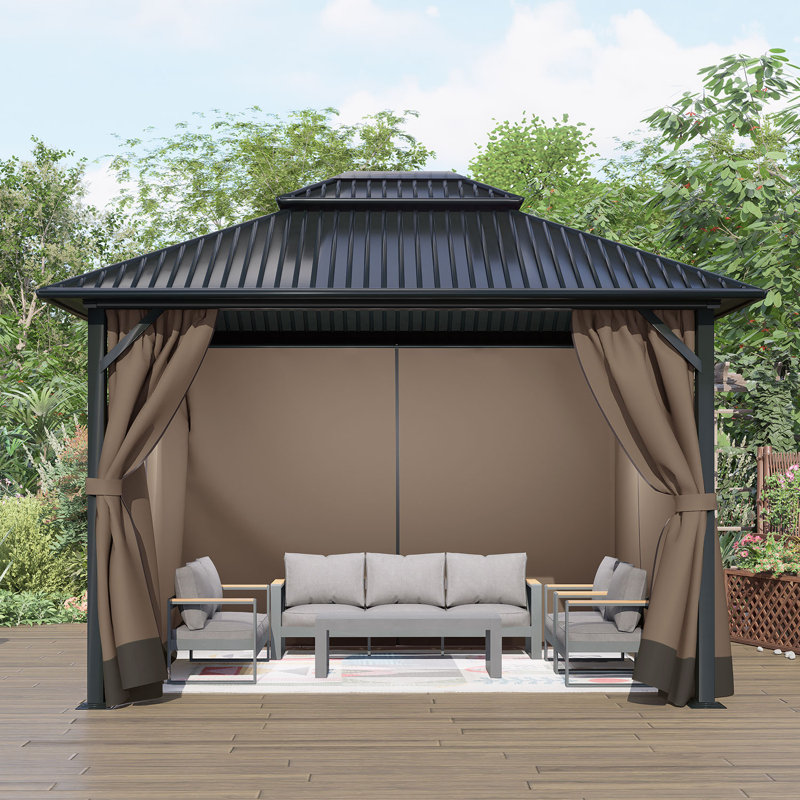 Aoodor Polyester Side Wall for Gazebo, 82.7" H x 120" W x 120" D, Brown/Coffee