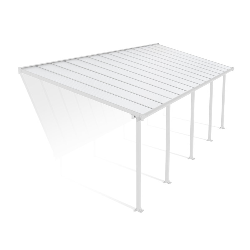 Auvent de patio en polycarbonate, 10 pi x 28 pi, Blanc