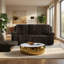 Canapé inclinable manuel Jeya, tissu en fausse fourrure large Wale, brun, 83 po-130982810