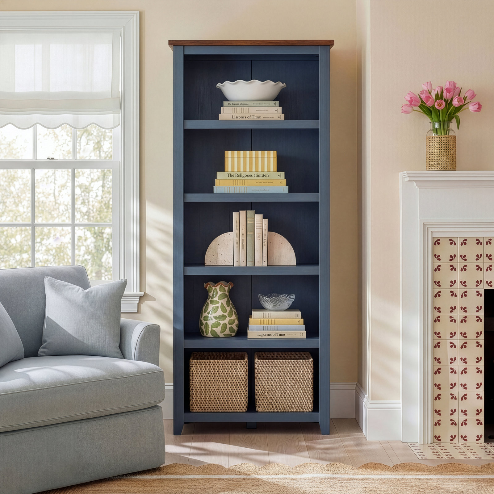Vivienne 30" Bookcase, Blue / Brown