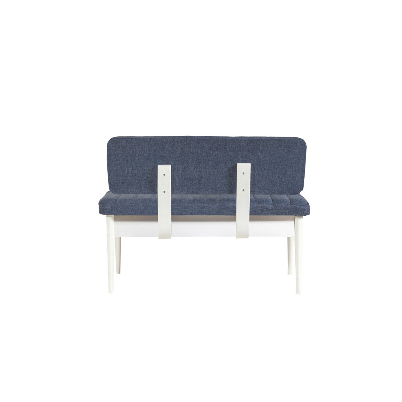 Banc rembourré Helle, Blanc / bleu foncé