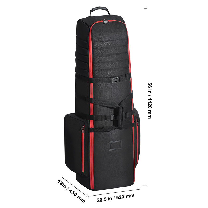 Golf Travel Bag, Outdoors Soft-Sided Golf Travel Cover, Heavy Duty 1800D Polyester Oxford Wear-Resistant Waterproof, Padded Luggage Case with Wheels, Foldable Golf Club Storage Bag for Airline