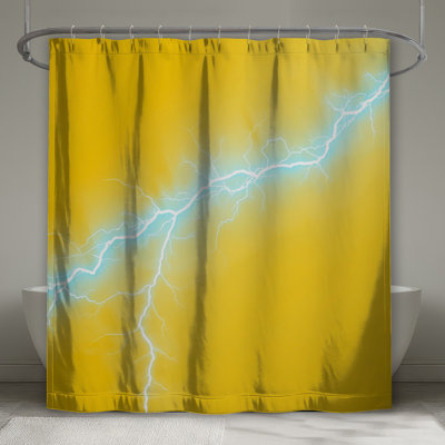 Rideaux de douche jaunes éclair très longs