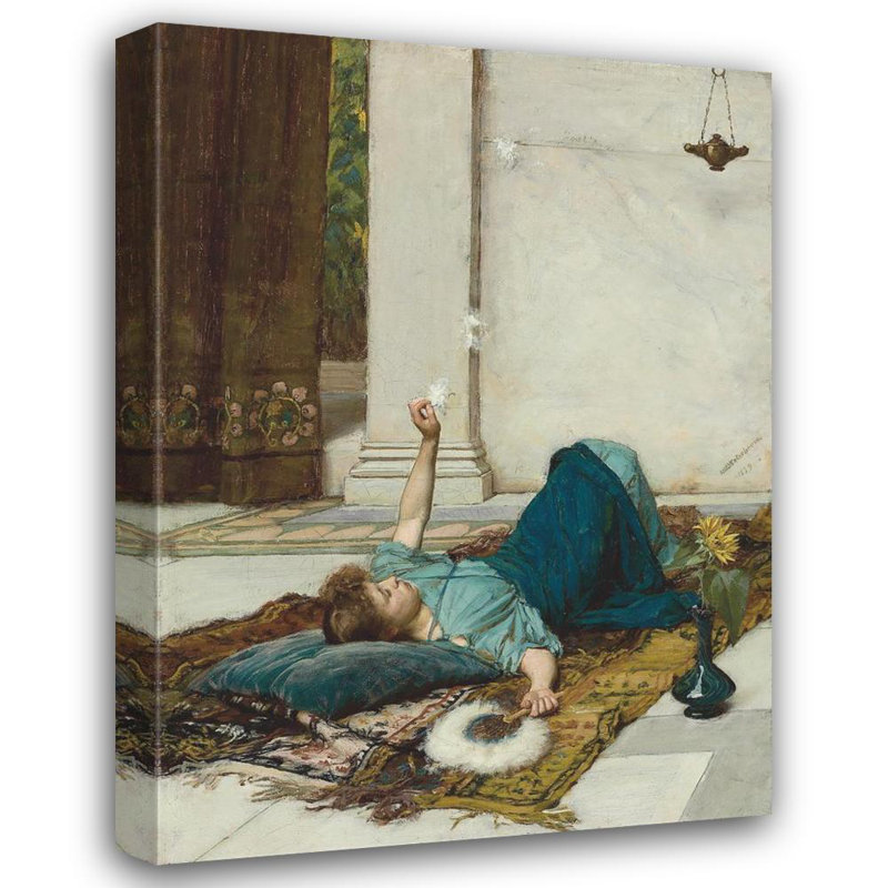 "Dolce Far Niente" par John William Waterhouse - Art mural sur toile tendue avec châssis, H 24 po x l 17 po