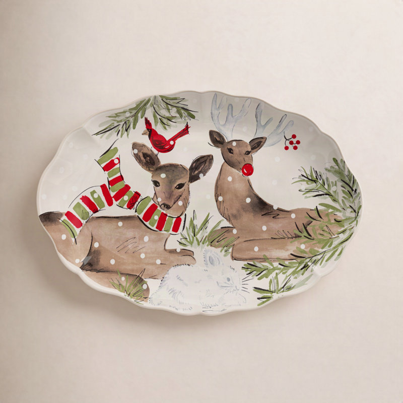 Deer Friends Stoneware Platter