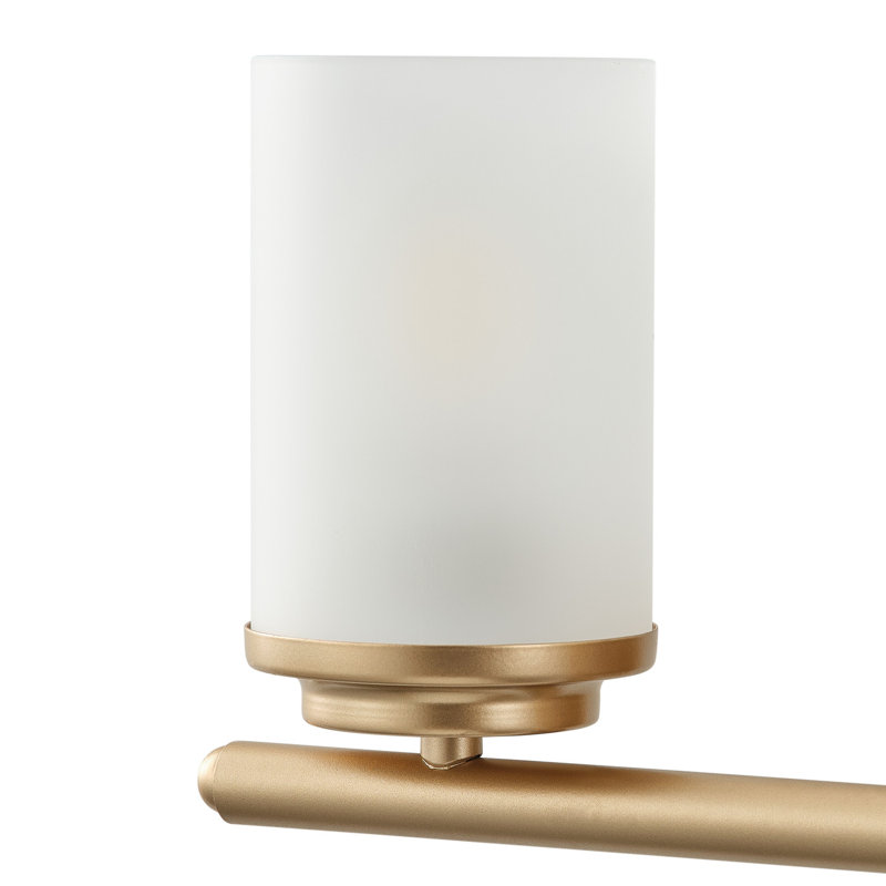 3-E26 Luminaire de meuble-lavabo contemporain à abat-jour en verre 19,09 pouces, Or brossé