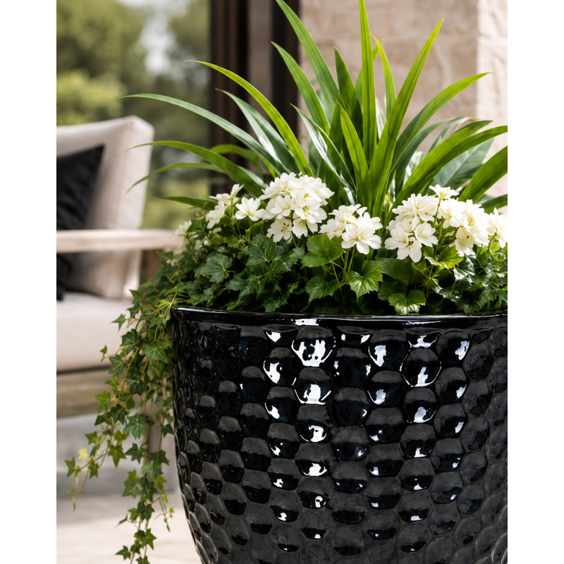 Pot de fleurs Athena de 58 cm (23 po) - Noir