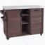 Armoire décorative avec plateau en acier inoxydable, îlot de cuisine extérieur avec table de barbecue pliable