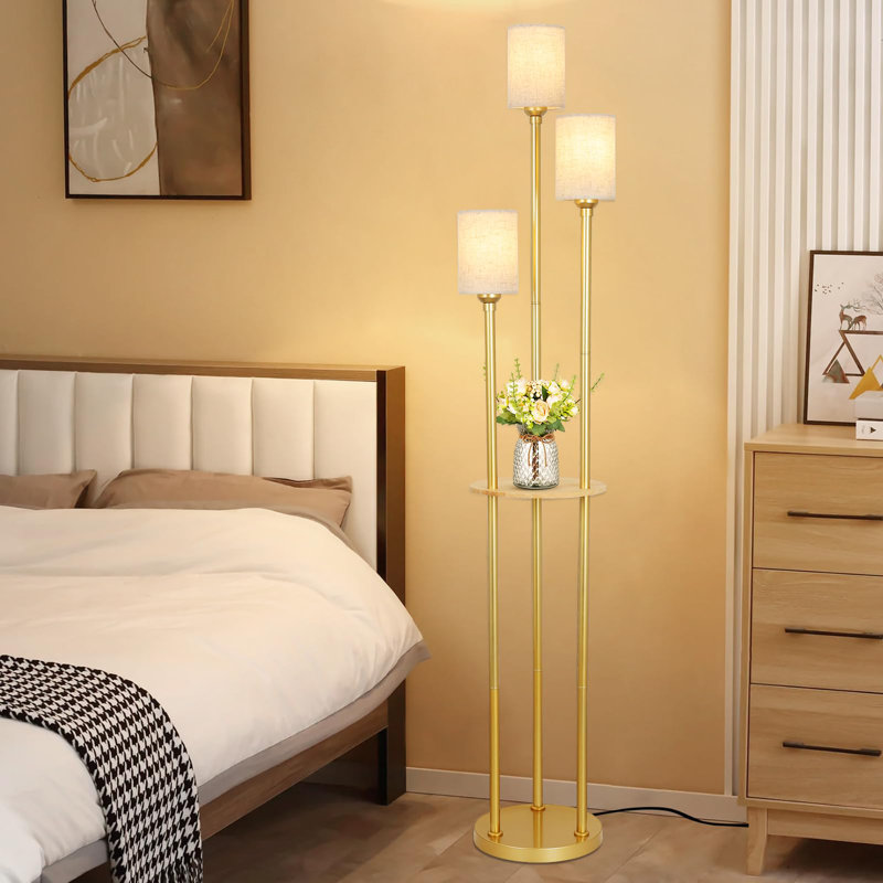 Maralyn 66.3'' Black Floor Lamp, Gold