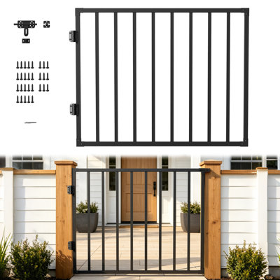 Garden Fence, Outdoor for Yard,Aluminum Deck Gate Kit with Self Closing Hinges & Latch 48" W x 38" H