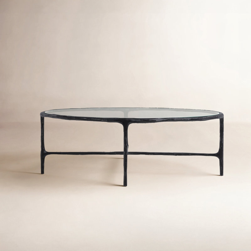 Evelynn Glass Top Coffee Table, Black, Clear