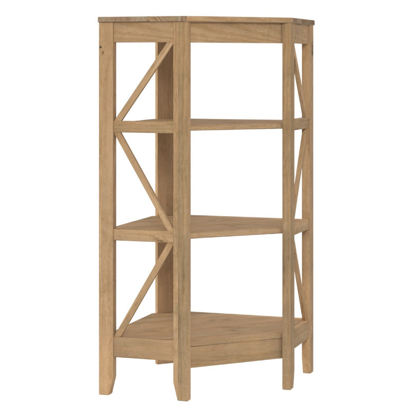 Wood Corner Bookcase 3 Shelf Corona | , (3 Shelves) 49.41"H x 23.23"W x 23.23"D