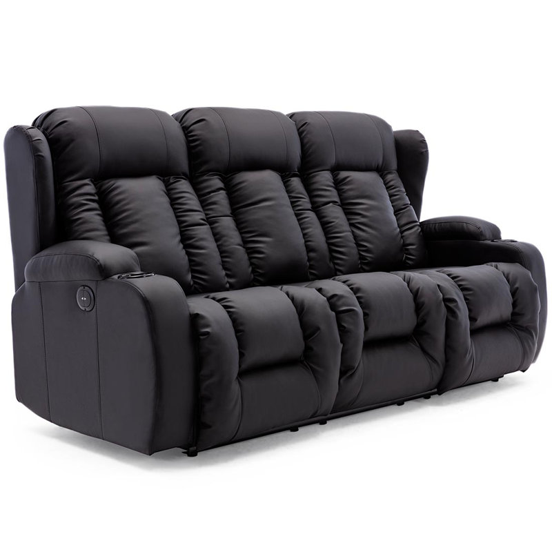 Deneishia 3 Seater Reclining Sofa, Black