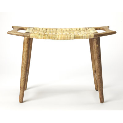 Tristan Natural Wood & Rattan Stool