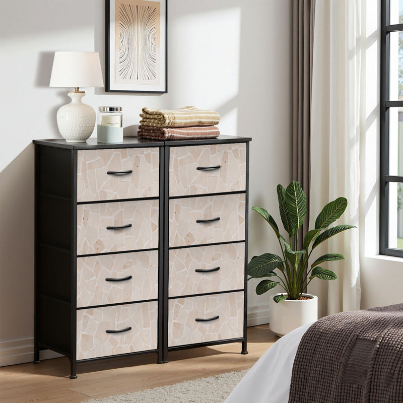 4 Drawer Dresser for Bedroom, Narrow Chest of Drawers, Wooden Top and Study Iron Frame 18"x37.5"-(WxH)
