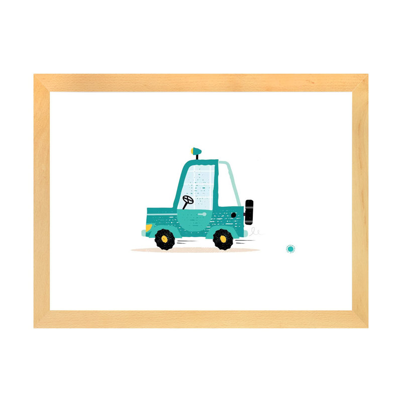 Jeep - impression d'art graphique, H 16 po x l 24 po x P 1 po, Papier avec cadre beige, Blanc