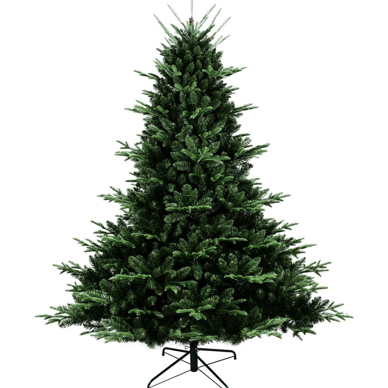 Arbre de Noël de 7,5 pi avec 2441 pointes pe / mixtes, base large pour une grande pièce maîtresse dans de grandes zones, branches à charnières à décoration rapide, support en métal 87,55 po de hauteur, centres de table idéaux, structure