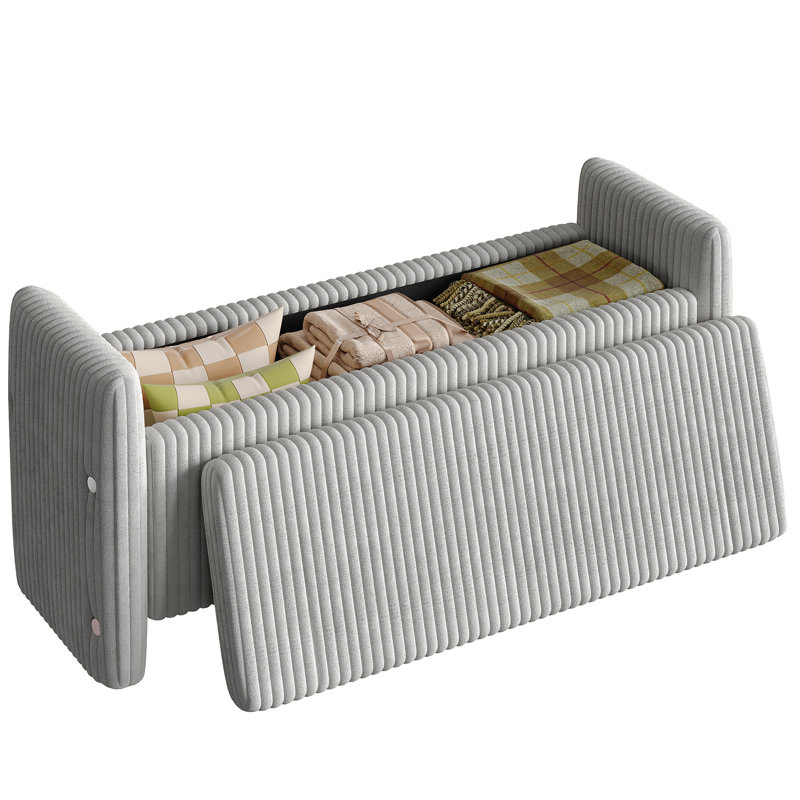 Banc de rangement rembourré pour entrée et chambre à coucher Zeller, Gris