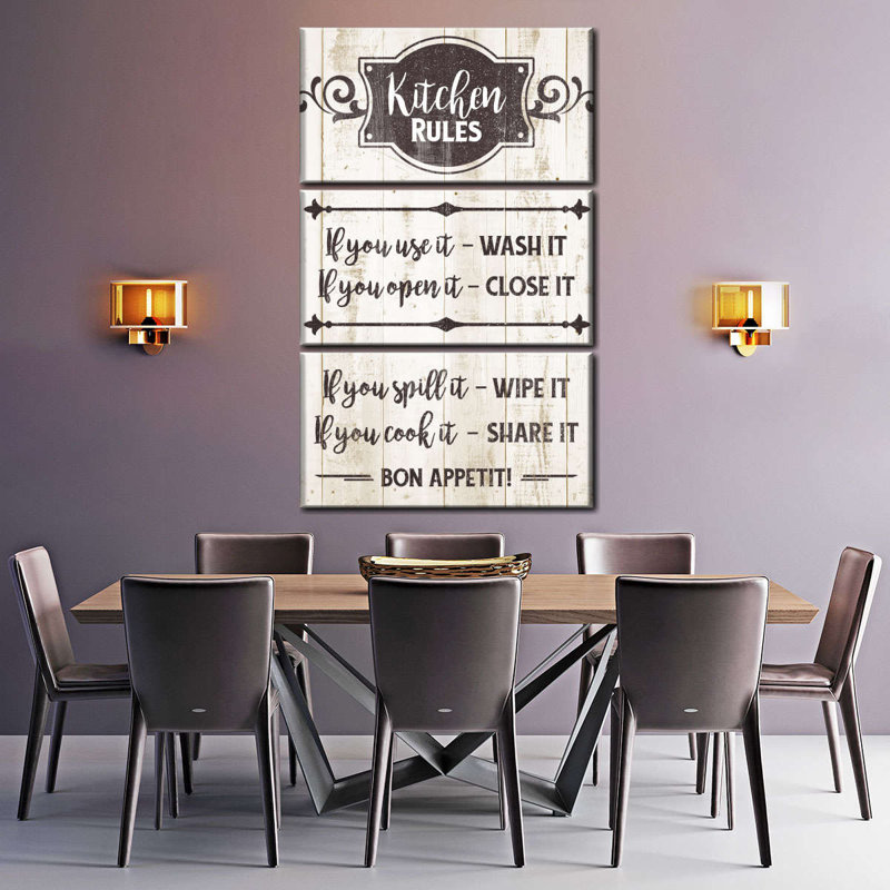 Kitchen Rules Typographie 3 pièces, H 74 po x l 48 po 