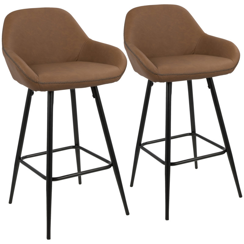 Rylee Upholstered Counter Stool with Metal Frame, Brown